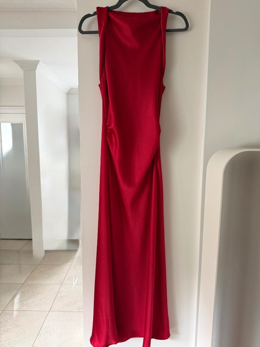Zara Red Satin Bias Cut Maxi Dress | Size S | Excellent Condition